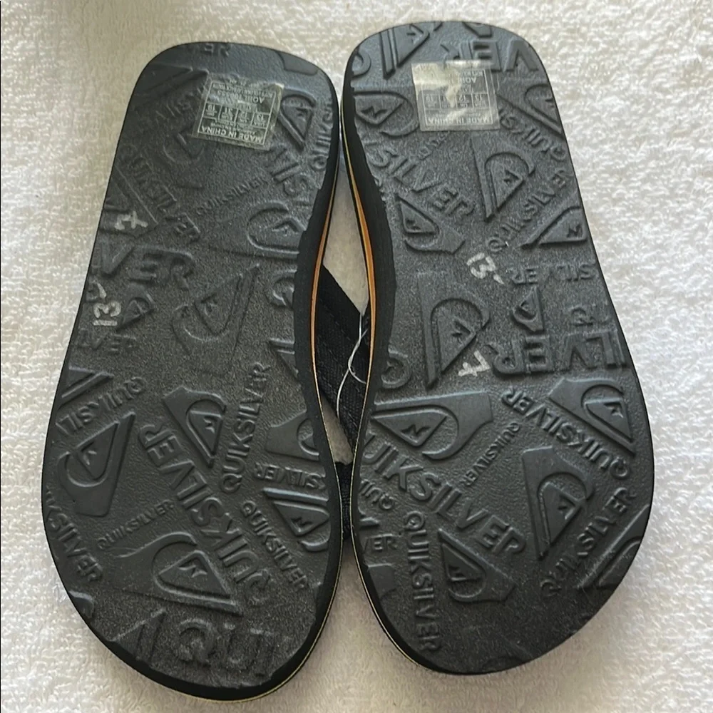 Quiksilver Black and Yellow Flip Flops